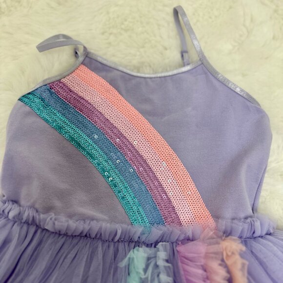 Cotton On Kids Girls Purple Tulle Rainbow Dress - Picture 4 of 11